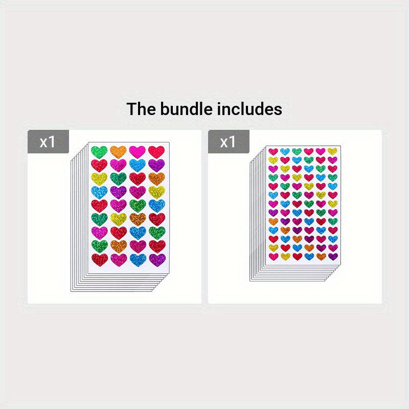 10 Glitter Heart Stickers Love Decoration Crafts Sealing Stickers