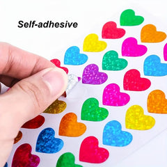 10 Glitter Heart Stickers Love Decoration Crafts Sealing Stickers