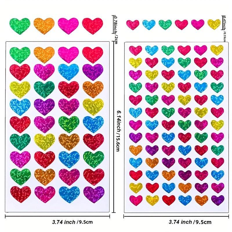 10 Glitter Heart Stickers Love Decoration Crafts Sealing Stickers