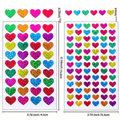 10 Glitter Heart Stickers Love Decoration Crafts Sealing Stickers
