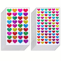 10 Glitter Heart Stickers Love Decoration Crafts Sealing Stickers