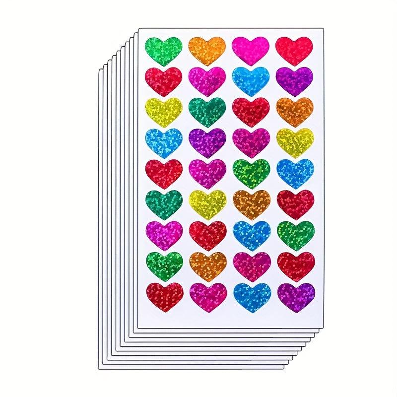 10 Glitter Heart Stickers Love Decoration Crafts Sealing Stickers