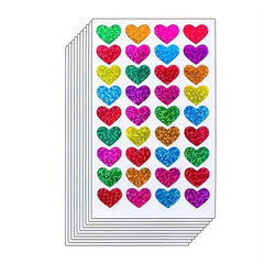 10 Glitter Heart Stickers Love Decoration Crafts Sealing Stickers