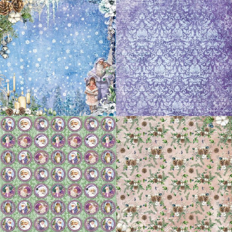 24 Sheets Christmas Vintage Scrapbook Paper Santa Claus Theme