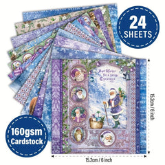 24 Sheets Christmas Vintage Scrapbook Paper Santa Claus Theme