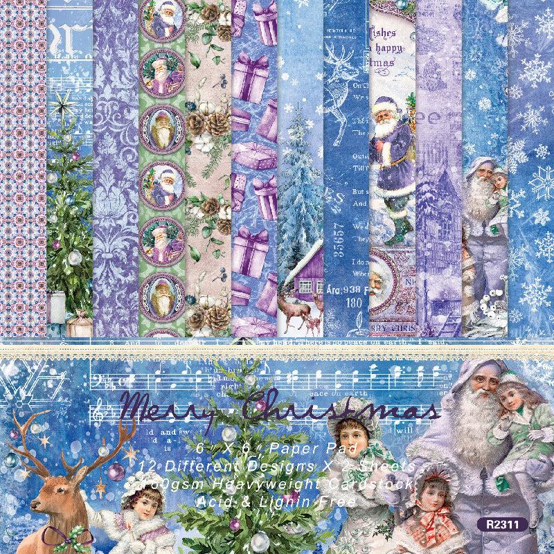 24 Sheets Christmas Vintage Scrapbook Paper Santa Claus Theme