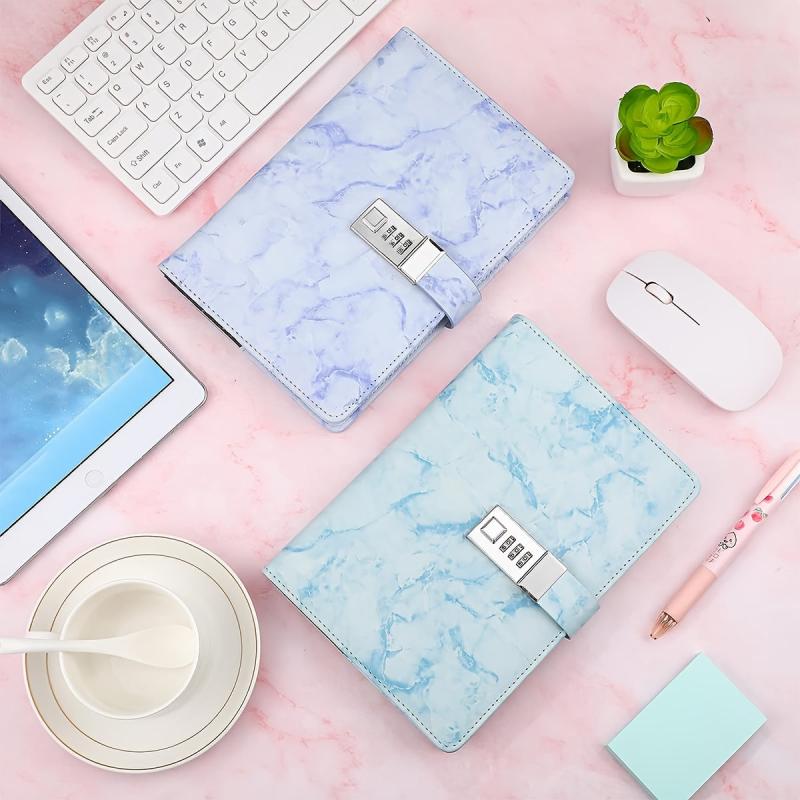Marble Password Notebook w/ Lock 100 Sheets