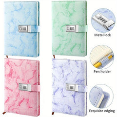 Marble Password Notebook w/ Lock 100 Sheets