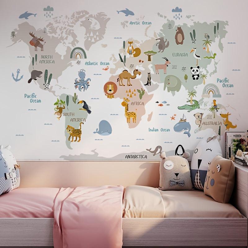 Animal Map Preschool Classroom Decoration Self-adhesive Stickers