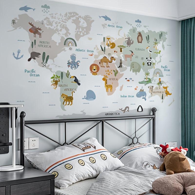 Animal Map Preschool Classroom Decoration Self-adhesive Stickers