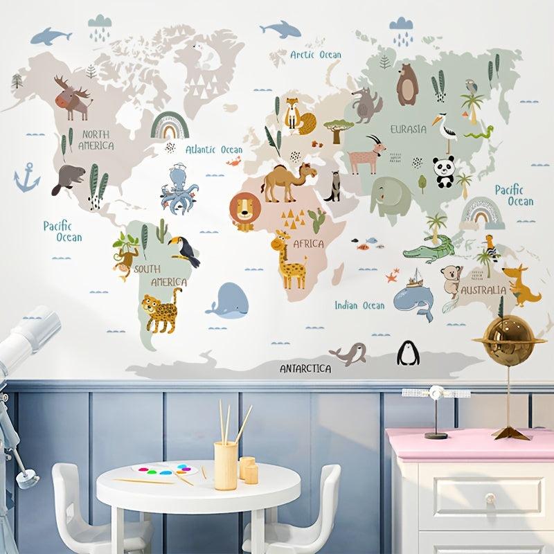 Animal Map Preschool Classroom Decoration Self-adhesive Stickers