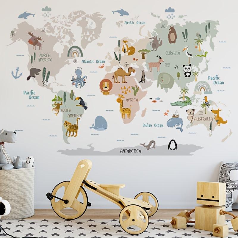 Animal Map Preschool Classroom Decoration Self-adhesive Stickers