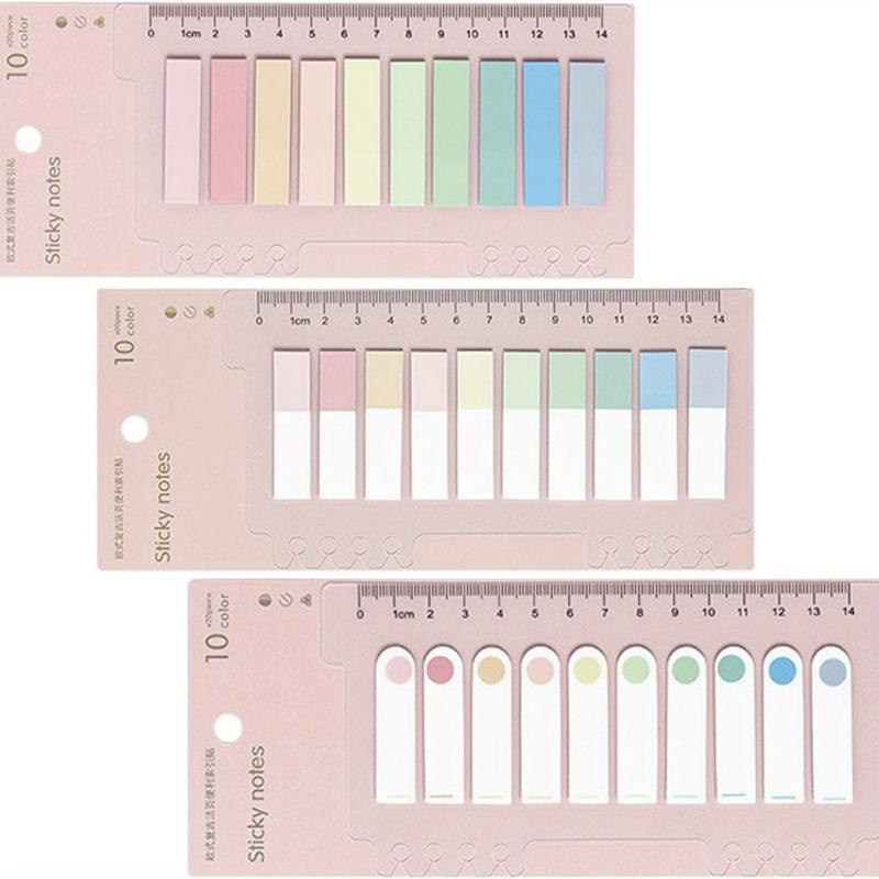 600pcs Sticky Notes Index Tabs Macaron Memo Stickers Set Of 10 x 3 Packs