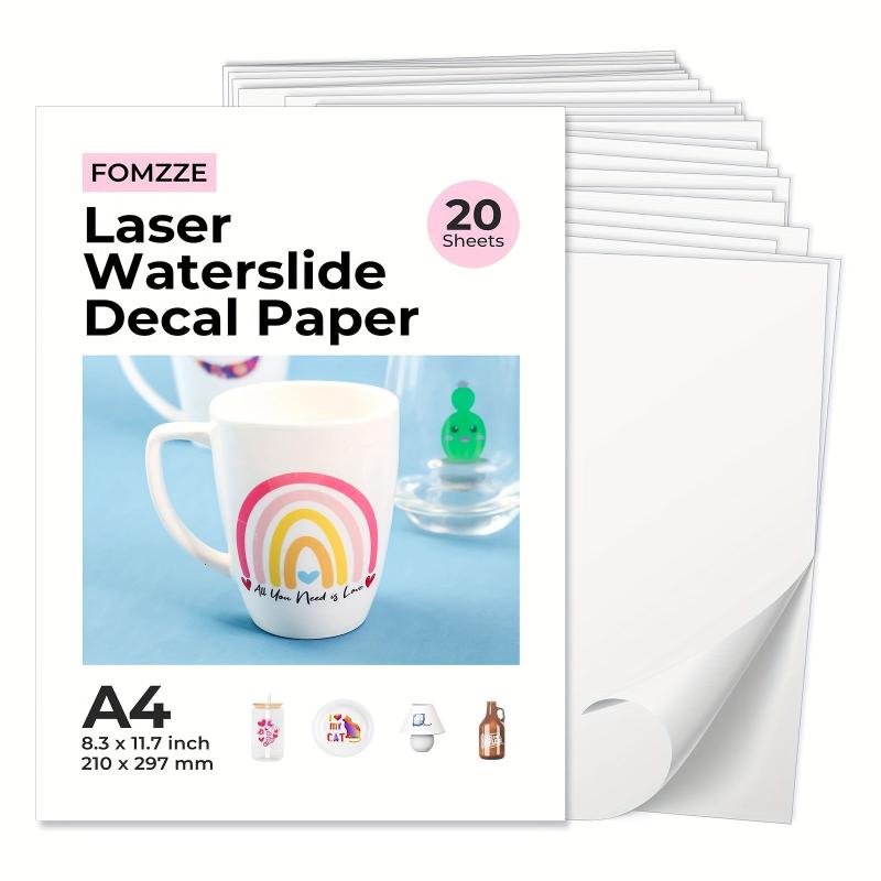 20 Sheets Waterslide Decal Paper 8.5x11 Clear For Laser Printers