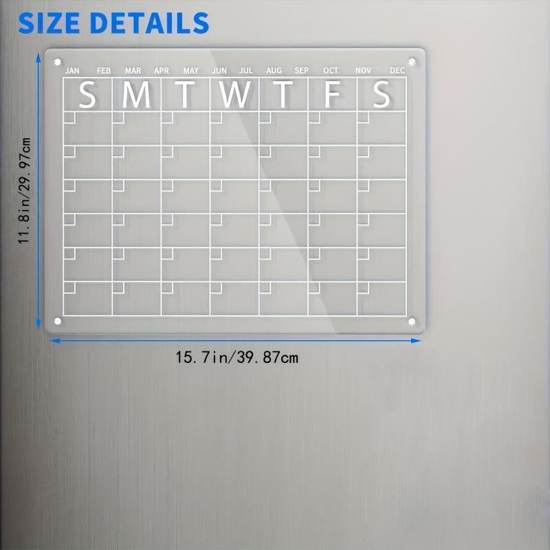 2pcs Acrylic Magnetic Dry Erase Board Calendar For Fridge