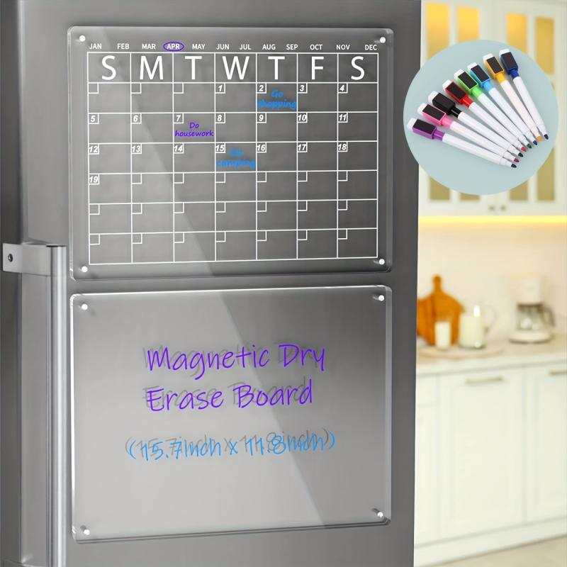 2pcs Acrylic Magnetic Dry Erase Board Calendar For Fridge