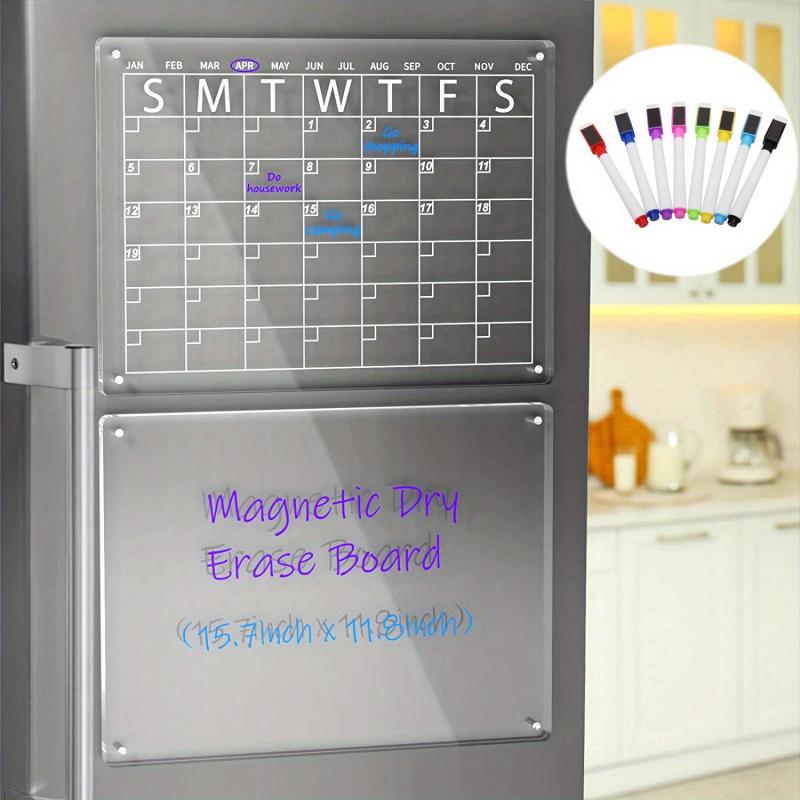 2pcs Acrylic Magnetic Dry Erase Board Calendar For Fridge