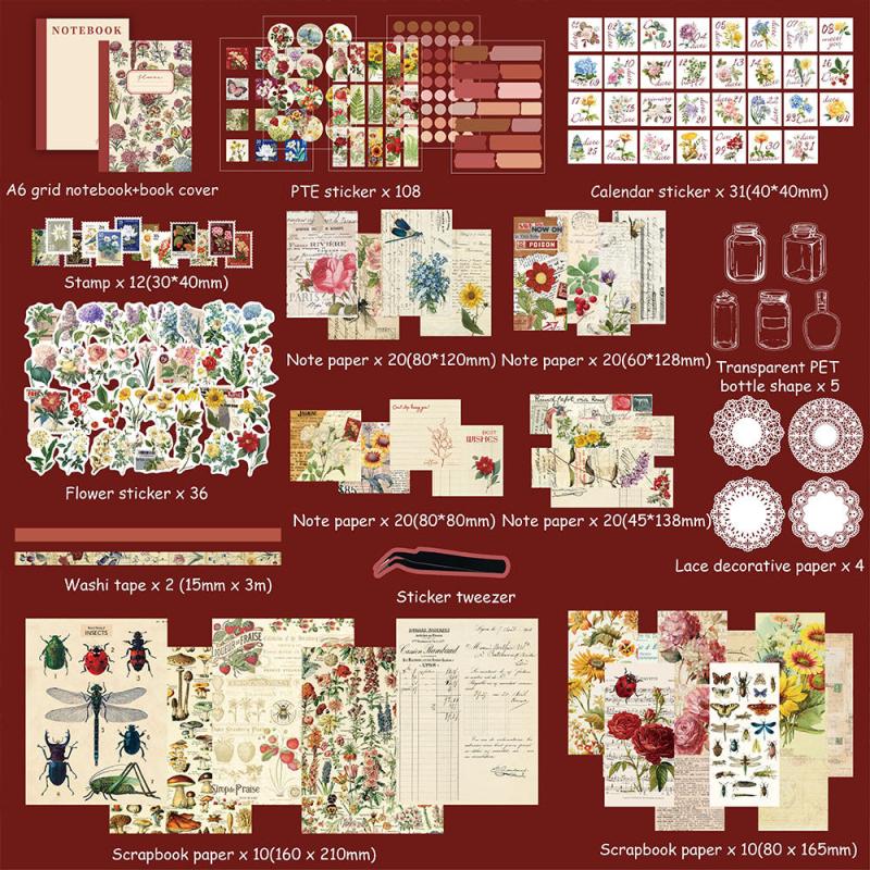 Vintage Flowers Scrapbooking Supplies Kit