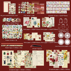 Vintage Flowers Scrapbooking Supplies Kit