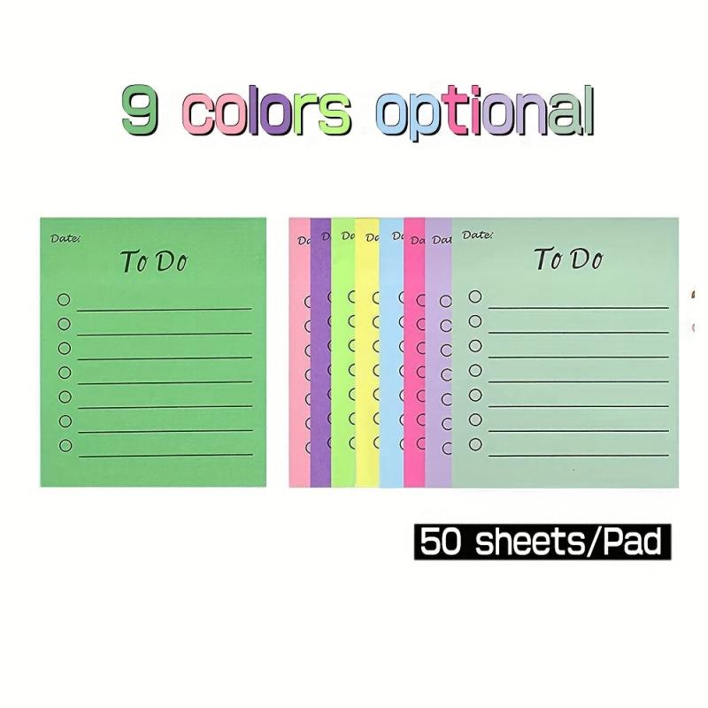 2pcs To Do List Sticky Notes 9 Colors 50 Sheets Pad Memo To Do Lined Sticky Note