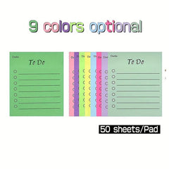 2pcs To Do List Sticky Notes 9 Colors 50 Sheets Pad Memo To Do Lined Sticky Note