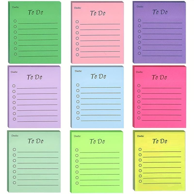 2pcs To Do List Sticky Notes 9 Colors 50 Sheets Pad Memo To Do Lined Sticky Note