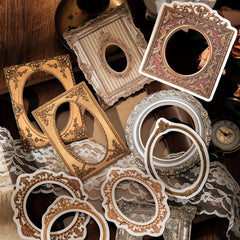 10pcs Wove Paper Hollow Self-adhesive Decorative Stickers DIY Crafts Scrapbo