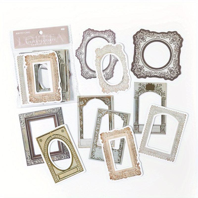 10pcs Wove Paper Hollow Self-adhesive Decorative Stickers DIY Crafts Scrapbo