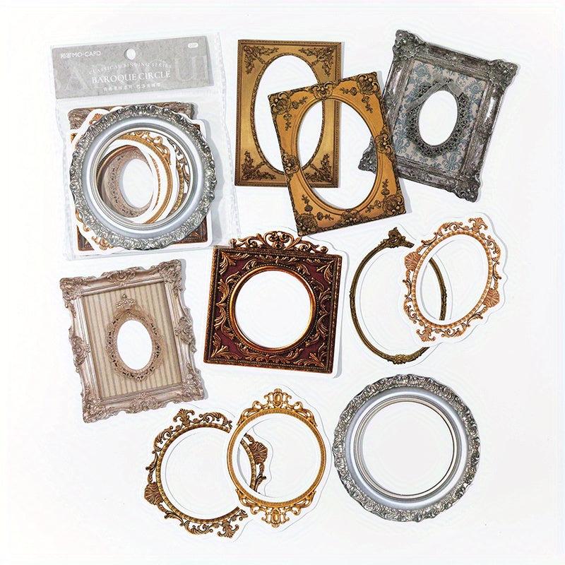 10pcs Wove Paper Hollow Self-adhesive Decorative Stickers DIY Crafts Scrapbo