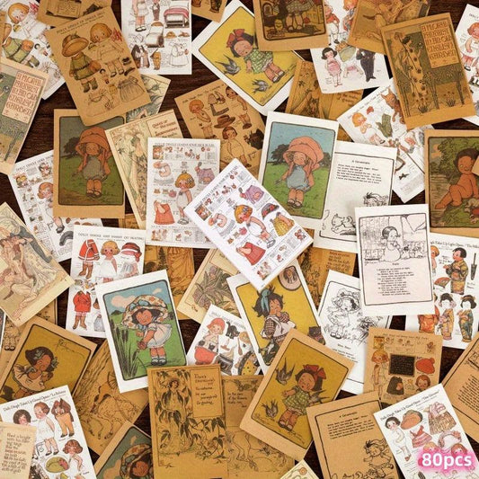 80sheets Vintage Scrapbooking Paper DIY Retro Material