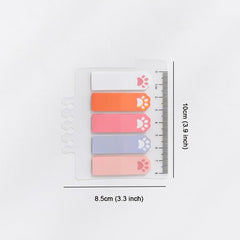 100 Sheet Cat Paw Sticky Notes Set with Ruler