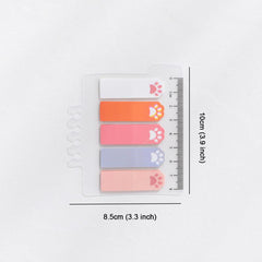 100 Sheet Cat Paw Sticky Notes Set with Ruler