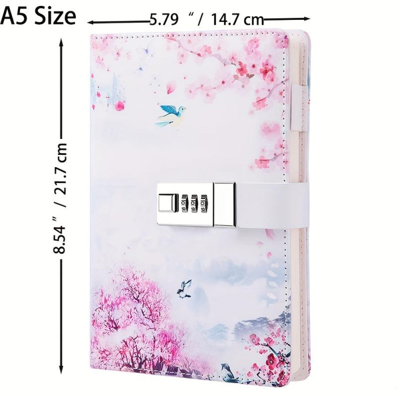 Lockable Journal for Women Girls, Refillable Diary, Password Protected, A5 Size