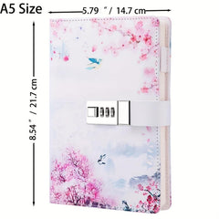 Lockable Journal for Women Girls, Refillable Diary, Password Protected, A5 Size