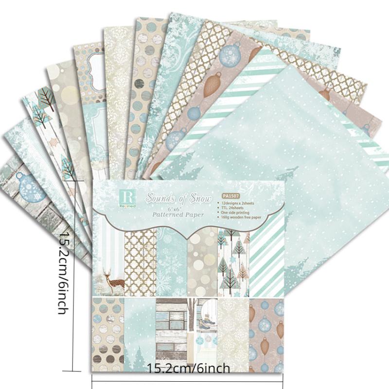 24 Sheets Christmas Snow Checkered Background Paper for Journal Making