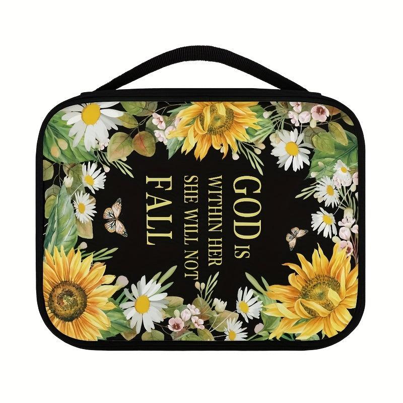 Sunflower Floral Bible Cover Case For Women Girls With Handle