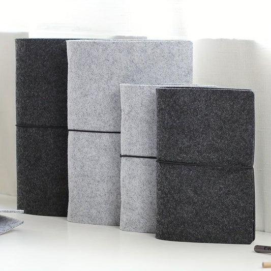 Dark Grey Felt Notepad Binder Cover, Portable Account Book Travel Journal