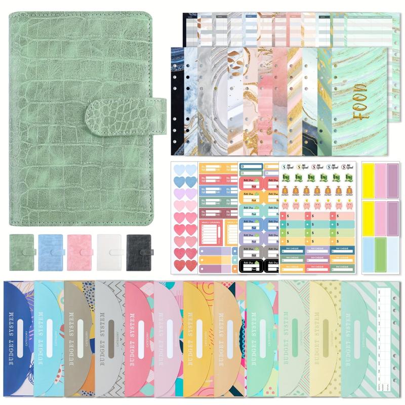 Budget Binder with Zipper Envelopes PU Leather Organizer