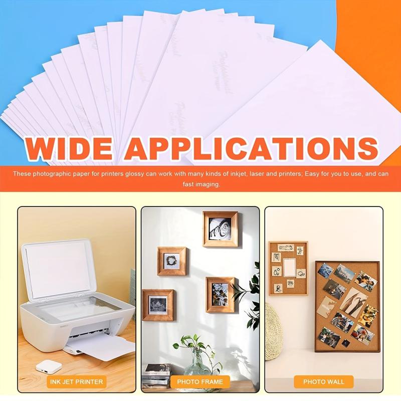 100 Sheets High Gloss Photo Paper for Inkjet Printer 8.89 x 12 200gsm