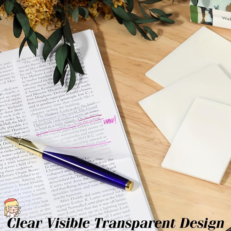 1000 Sheets Transparent Sticky Notes Set Student Waterproof Memo Pad