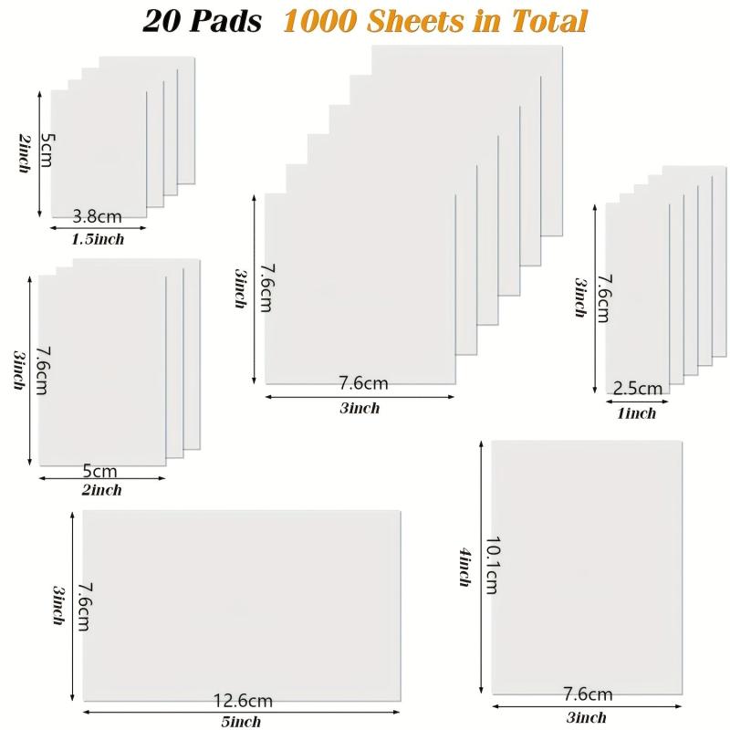 1000 Sheets Transparent Sticky Notes Set Student Waterproof Memo Pad