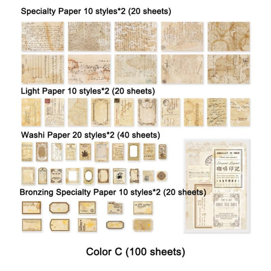 100 Sheets Scrapbook Paper Washi Specialty Light Paper