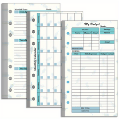 82pcs A6 Budget Page Replacement Core 6 Hole Loose leaf Weekly Monthly Plan