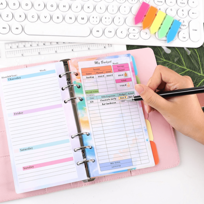 82pcs A6 Budget Page Replacement Core 6 Hole Loose leaf Weekly Monthly Plan