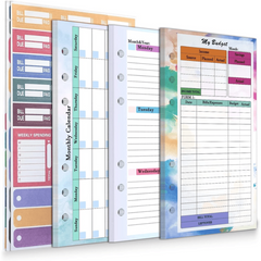 82pcs A6 Budget Page Replacement Core 6 Hole Loose leaf Weekly Monthly Plan