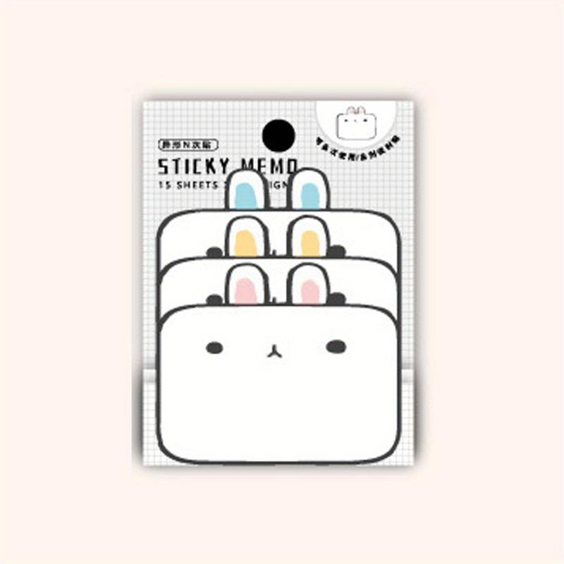 Animal Sticky Notes 3 Layer 6 Animals 45 Sheets Cat Bear Dog Duck Rabbit Donkey