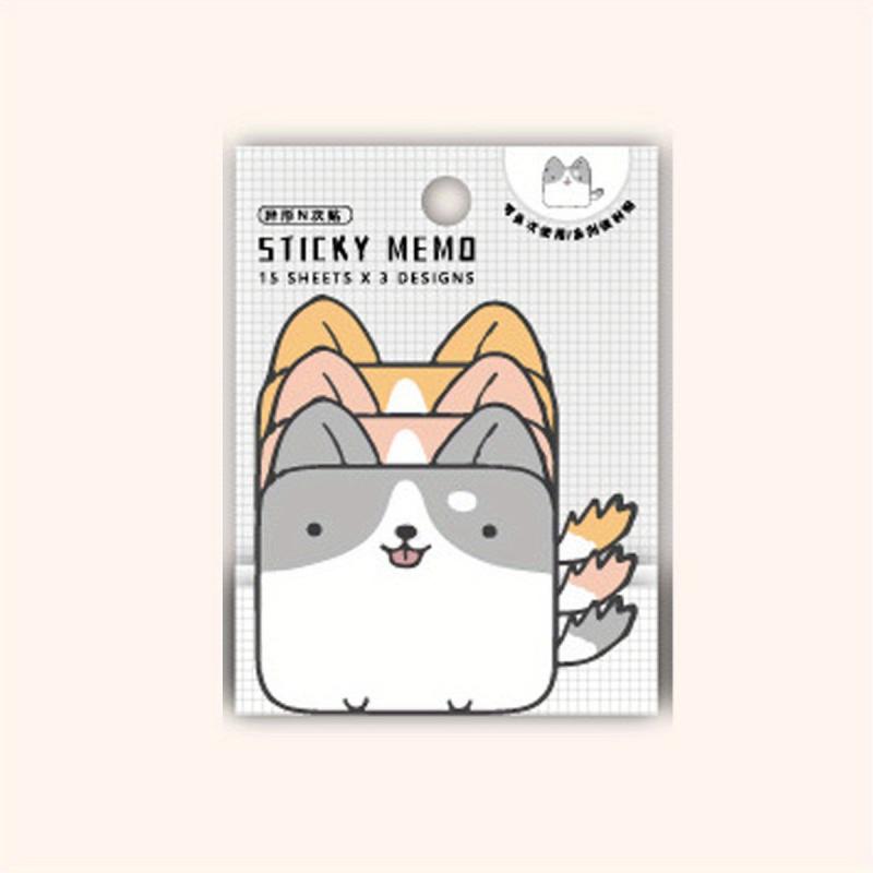 Animal Sticky Notes 3 Layer 6 Animals 45 Sheets Cat Bear Dog Duck Rabbit Donkey