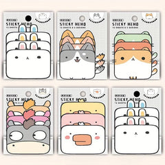 Animal Sticky Notes 3 Layer 6 Animals 45 Sheets Cat Bear Dog Duck Rabbit Donkey