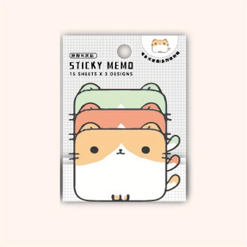 Animal Sticky Notes 3 Layer 6 Animals 45 Sheets Cat Bear Dog Duck Rabbit Donkey