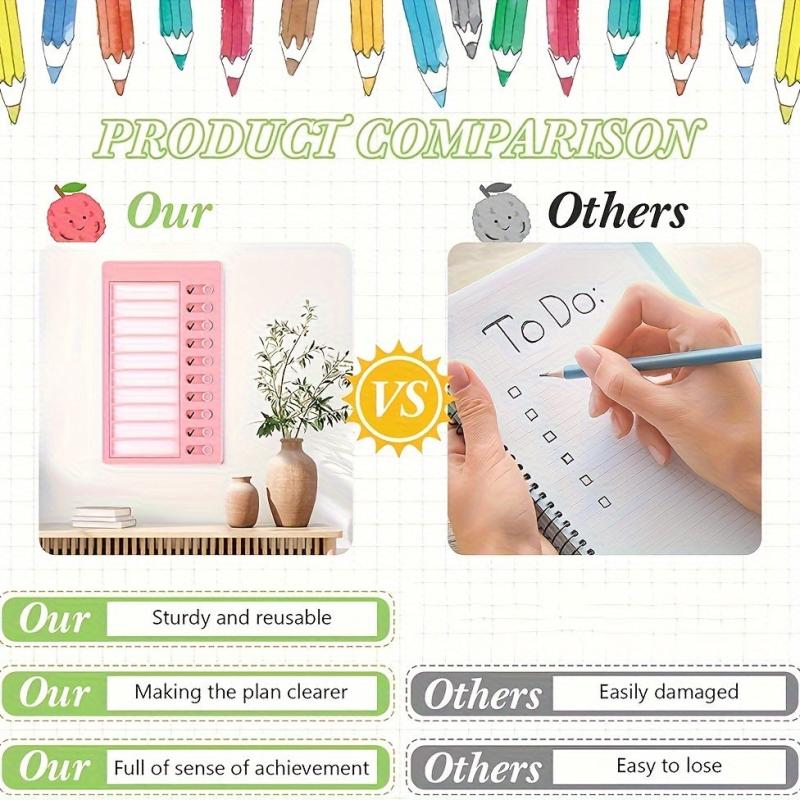 4pcs Replaceable Blank Checklist Board for Home Routine Planning